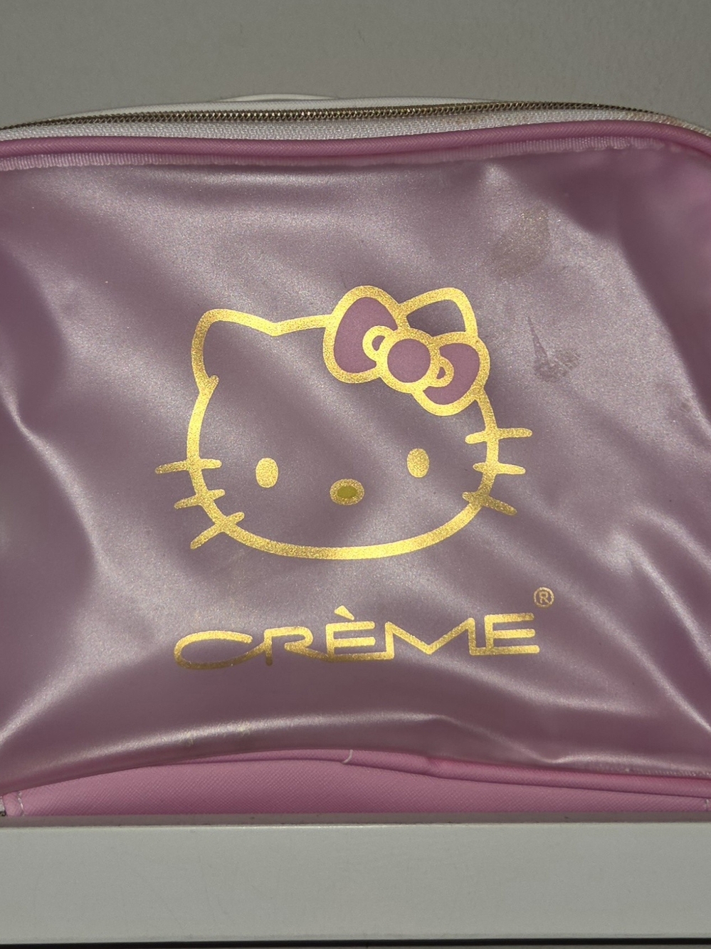 Hello Kitty Pink Cosmetic Bag with Gold Logo